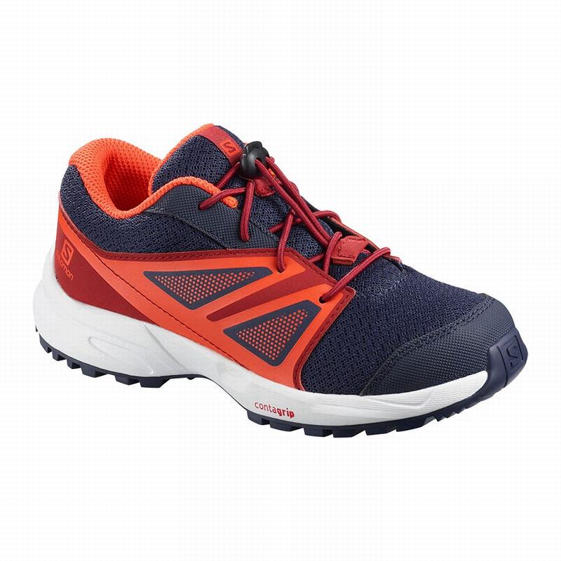 Salomon SENSE K - Kids Trail Running Shoes - Blue/Red - NZ (40356-MWBU)